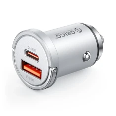 Автомобільна зарядка Orico MiniRing Pro 45W USB-A + USB-C Silver
