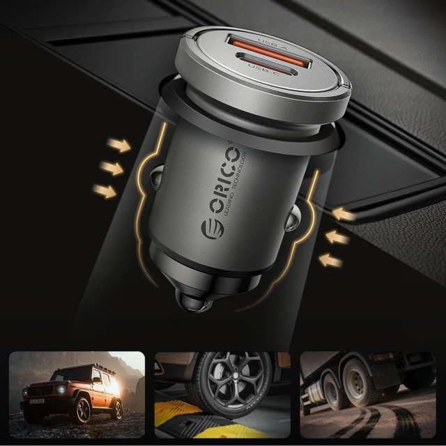 Автомобільна зарядка Orico MiniRing Pro 45W USB-A + USB-C Silver