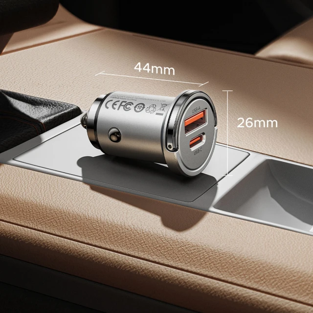 Автомобільна зарядка Orico MiniRing Pro 45W USB-A + USB-C Silver