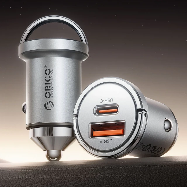 Автомобільна зарядка Orico MiniRing Pro 45W USB-A + USB-C Silver