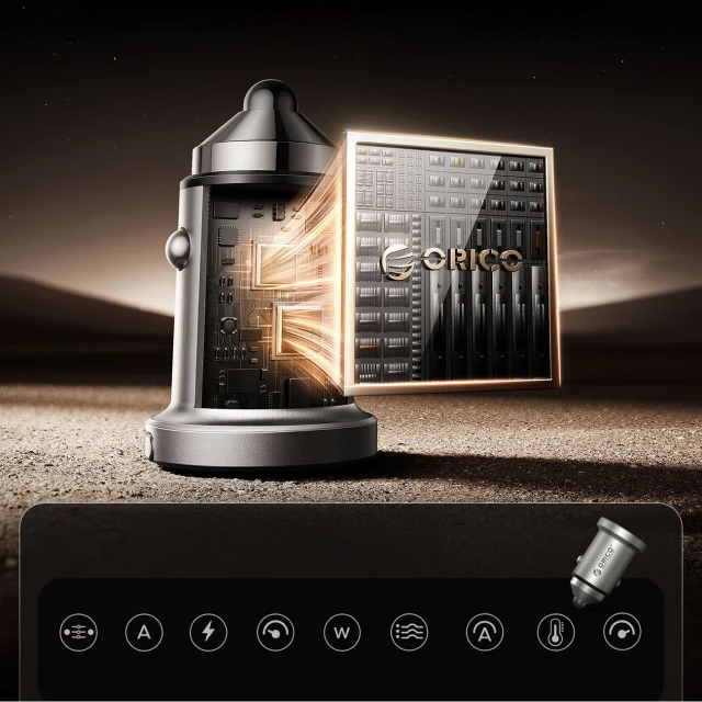 Автомобільна зарядка Orico MiniRing Pro 45W USB-A + USB-C Silver