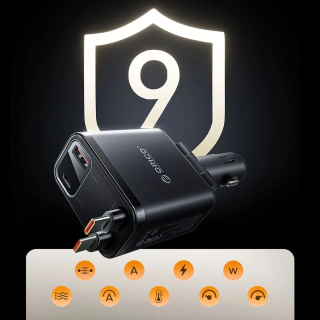 Зарядка автомобільна Orico Twin Reach 45W USB-A + USB-C з двома кабелями USB-C (6942227174710)