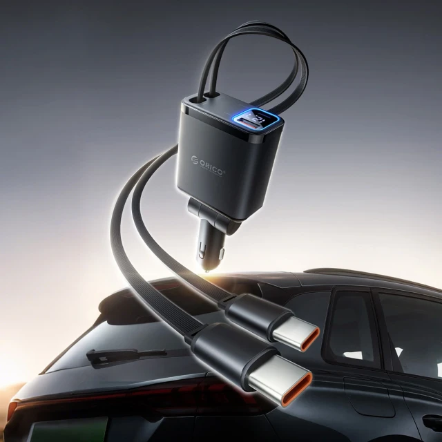 Зарядка автомобільна Orico Twin Reach 45W USB-A + USB-C з двома кабелями USB-C (6942227174710)