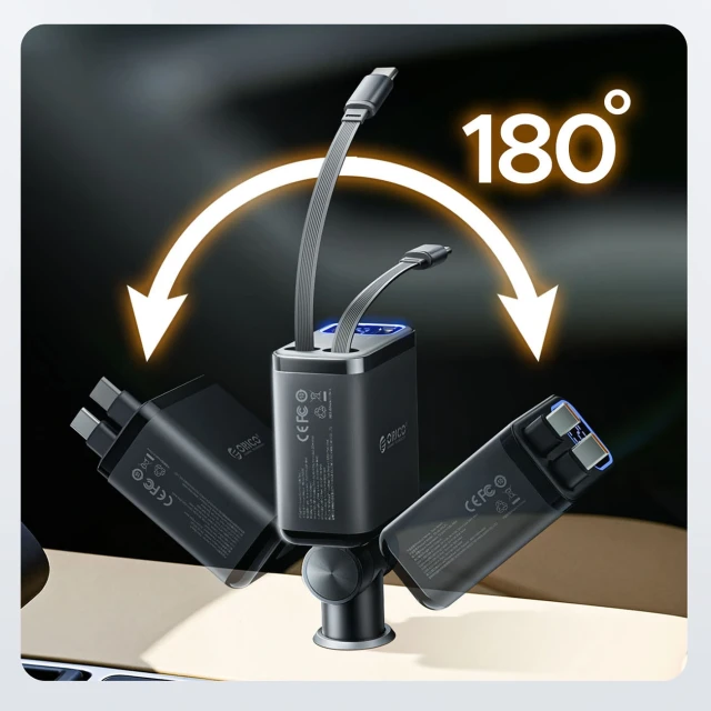 Зарядка автомобільна Orico Twin Reach 45W USB-A + USB-C з двома кабелями USB-C (6942227174710)