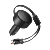 Зарядний пристрій автомобільний Orico Dual Stretch 60W USB-C 2x кабель USB-C + Lightning Black (6942227174727)