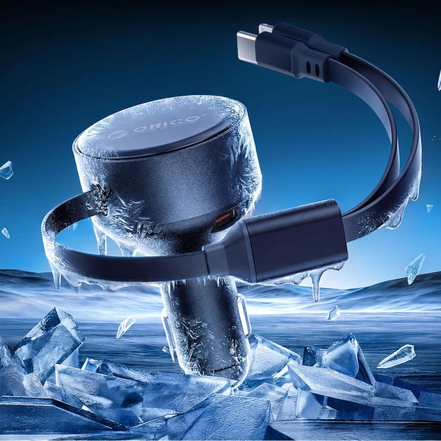 Зарядний пристрій автомобільний Orico Dual Stretch 60W USB-C 2x кабель USB-C + Lightning Black (6942227174727)