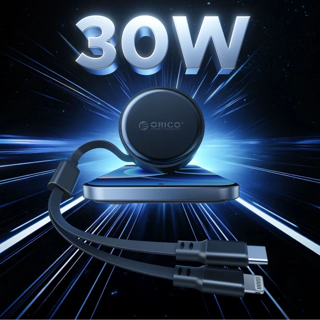 Зарядний пристрій автомобільний Orico Dual Stretch 60W USB-C 2x кабель USB-C + Lightning Black (6942227174727)