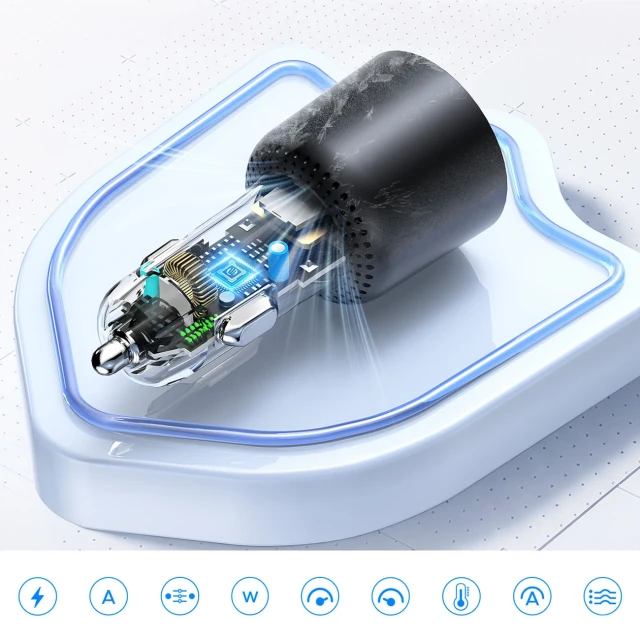 Зарядний пристрій автомобільний Orico HyperDrive 165W USB-A 2x USB-C Black (6942227174765)