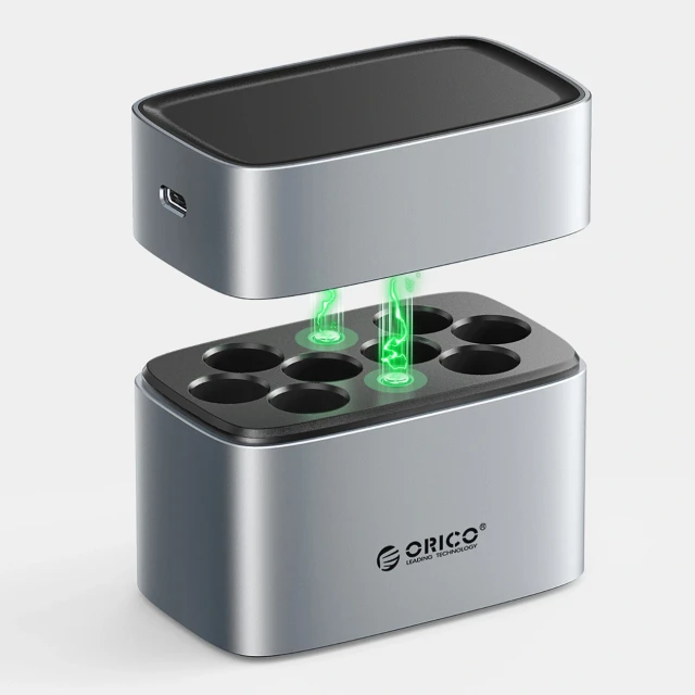 Зарядний пристрій Orico EV8 для акумуляторів AA Li-Ion Silver (6942227180599)