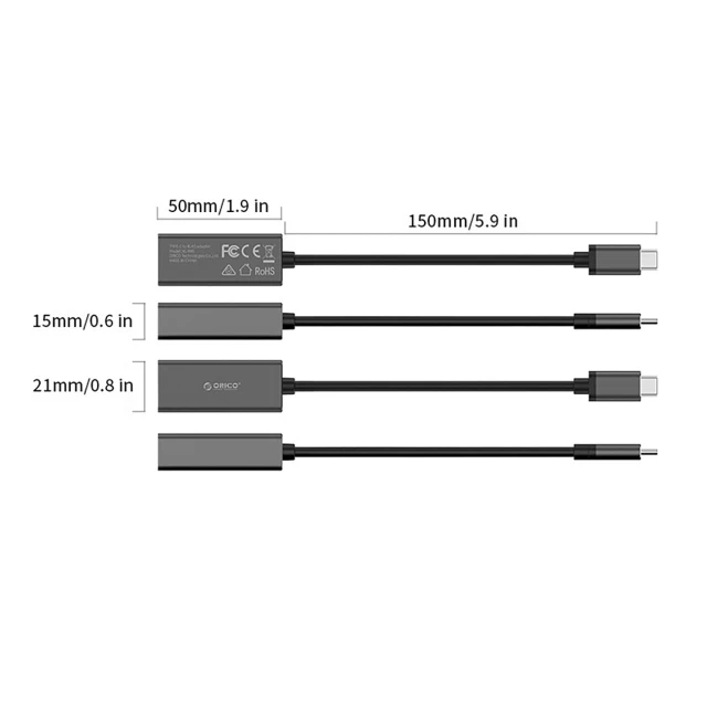 Адаптер мережевий Orico XC-R45-V1 USB-C RJ45 Gigabit 1 Gbps (6942227180629)