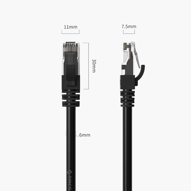 Кабель мережевий Orico PUG-C6 CAT6 1000Mbps RJ45 30м Black (6942227181022)