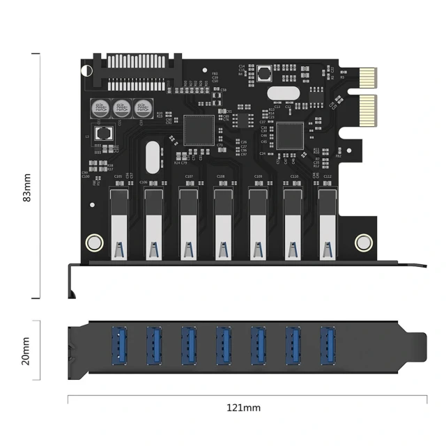 Карта розширення Orico PVU3 PCI-E 7x USB 3.0 (6942227181077)