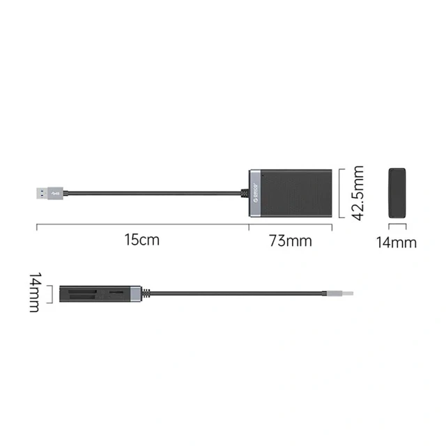 Картридер Orico CL4D-A3 USB-A 3.0 SD/microSD/CF/MS 5Gb/s (6942227181084)