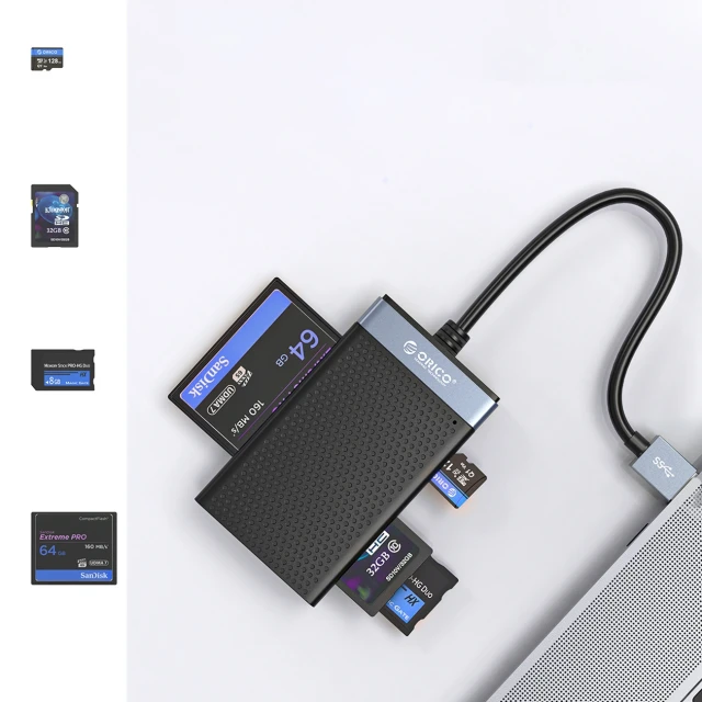 Картридер Orico CL4D-A3 USB-A 3.0 SD/microSD/CF/MS 5Gb/s (6942227181084)