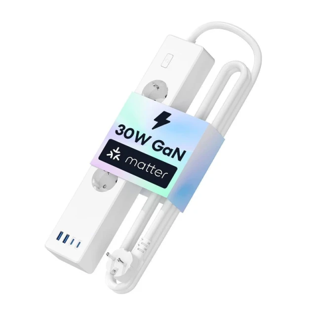 Розумний подовжувач з швидкою зарядкою Meross MSP844 4 розетки + 2x USB-A + 2x USB-C Matter (MSP844SMA-EU(N))