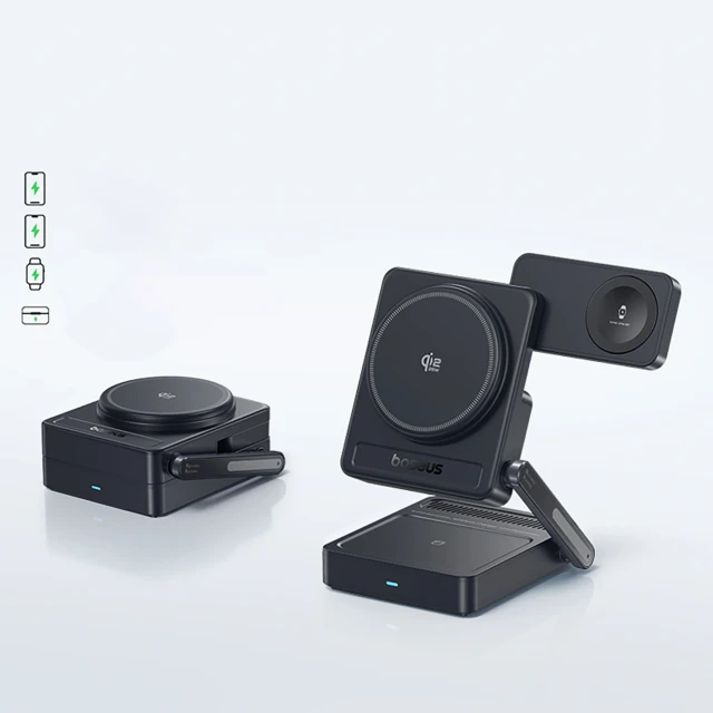 Бездротова зарядка Baseus PicoGo AF21 3в1 Qi2.2 35W з блоком живлення EU 45W і кабелем USB-C 1m Black (6942521200641)