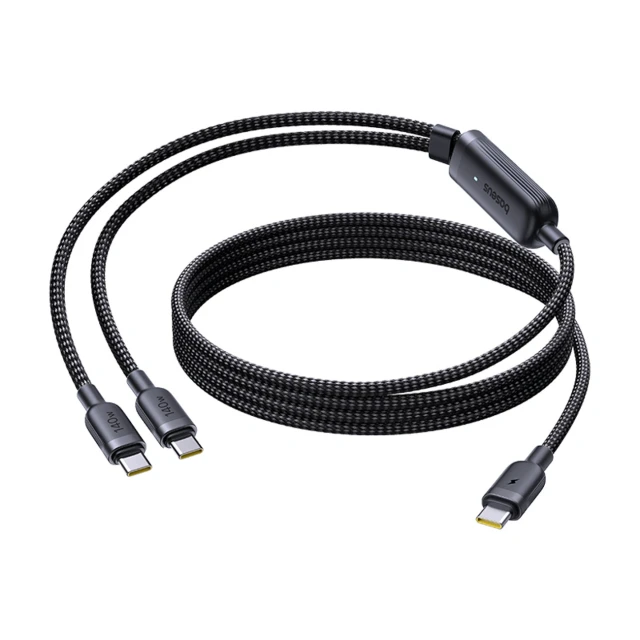 Кабель Baseus Flash 4 140W 2в1 USB-C к USB-C + USB-C 1.5 м Black (6942521200658)