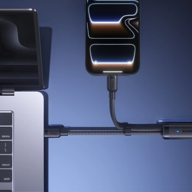 Кабель Baseus Flash 4 140W 2в1 USB-C к USB-C + USB-C 1.5 м Black (6942521200658)