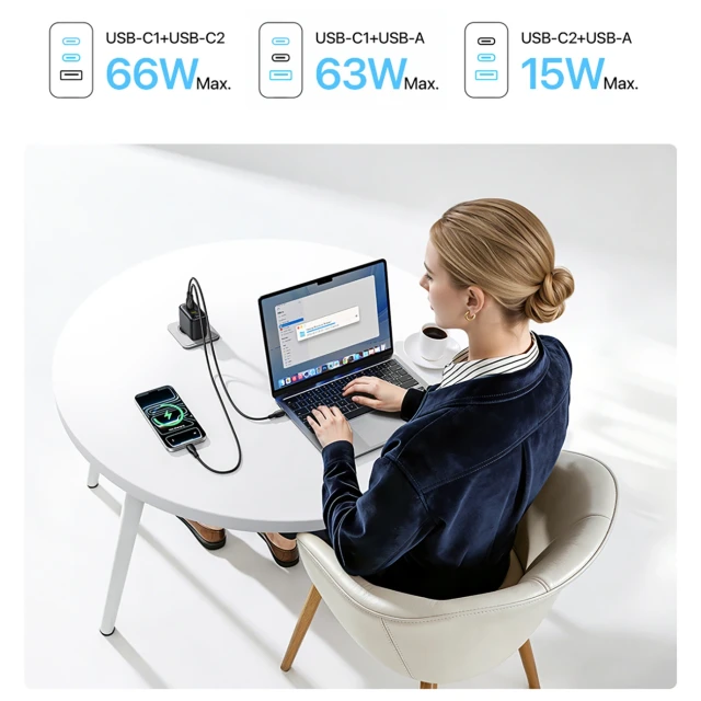 Мережевий зарядний пристрій Baseus EnerFill FE22 70W 2x USB-C + USB-A Black (6942521209712)