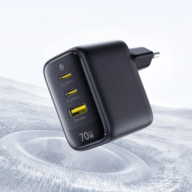 Мережевий зарядний пристрій Baseus EnerFill FE22 70W 2x USB-C + USB-A Black (6942521209712)