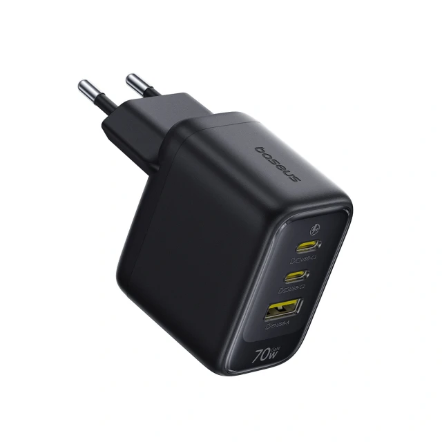 Мережевий зарядний пристрій Baseus EnerFill FE22 70W 2x USB-C + USB-A Black (6942521209712)