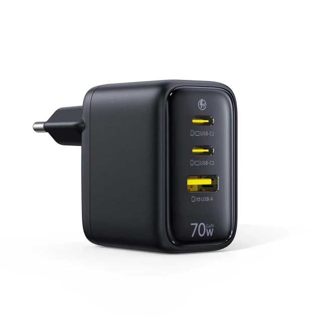 Мережевий зарядний пристрій Baseus EnerFill FE22 70W 2x USB-C + USB-A Black (6942521209712)