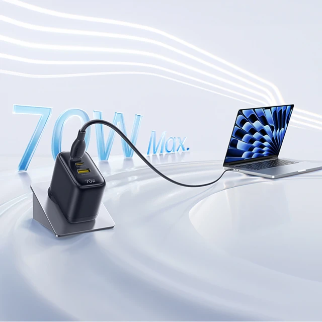Мережевий зарядний пристрій Baseus EnerFill FE22 70W 2x USB-C + USB-A Black (6942521209712)