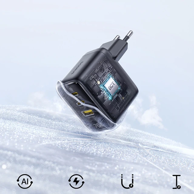 Мережевий зарядний пристрій Baseus EnerFill FE22 70W 2x USB-C + USB-A Black (6942521209712)