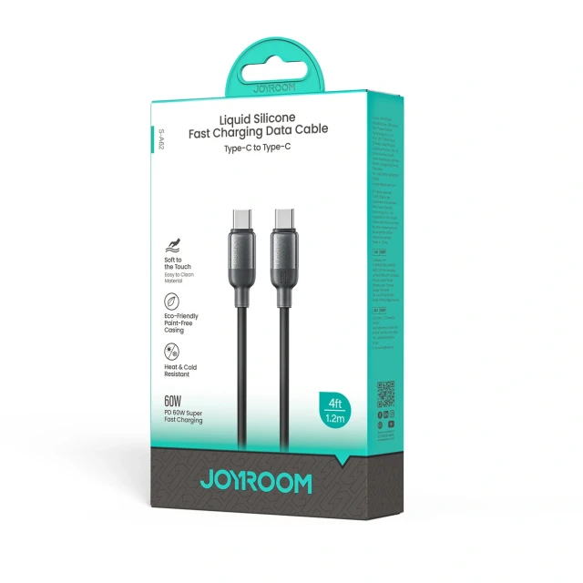 Кабель Joyroom S-A62 Lively Series 60W Type-C to Type-C 1.2m Black (6942712400010)