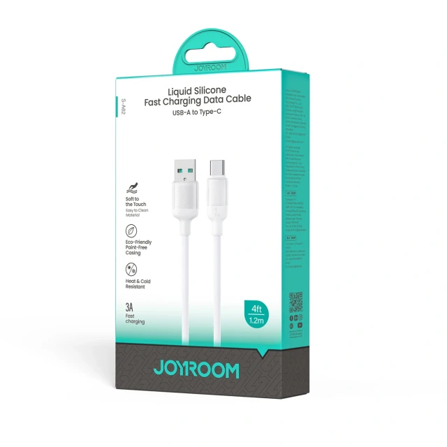 Кабель Joyroom S-A62 Lively Series 3A USB-A to Type-C 1.2m White (6942712400089)