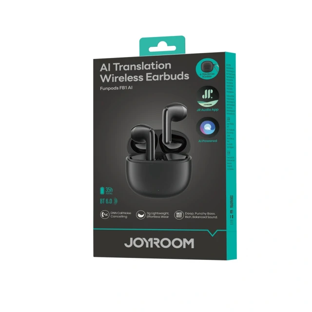 Навушники бездротові Joyroom Funpods Bluetooth 6.0 TWS з функціями AI Black (6942712400454)