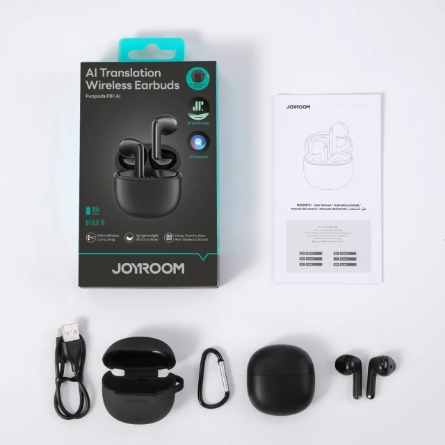 Навушники бездротові Joyroom Funpods Bluetooth 6.0 TWS з функціями AI Black (6942712400454)