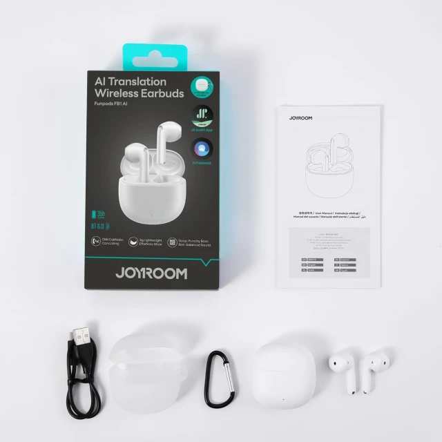 Навушники бездротові Joyroom JR-FB1 Funpods Bluetooth 6.0 TWS з функціями AI White (6942712400461)