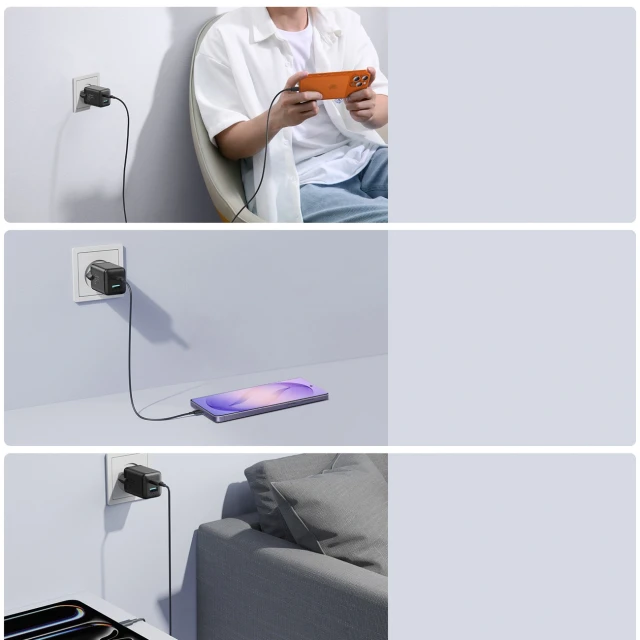 Мережева зарядка Joyroom JR-TG8 GaN 45W USB-C + USB-A Black (6942712400577)