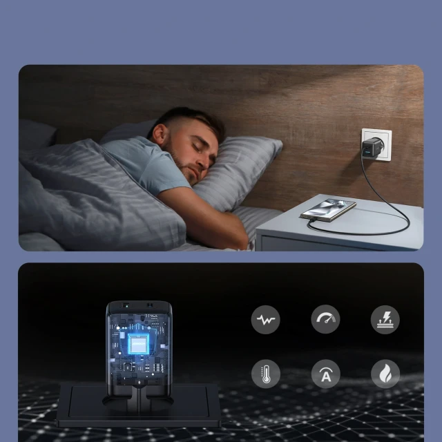 Мережева зарядка Joyroom JR-TG8 GaN 45W USB-C + USB-A Black (6942712400577)