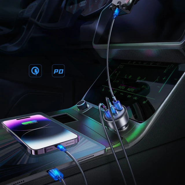 Автомобільна зарядка Joyroom JR-CCN19 65W 2x USB-C + USB-A Grey (6942712402007)