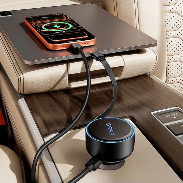 Зарядка автомобільна Orico FC-60-2C 60W USB-C 65 cm Black (6942886200362)