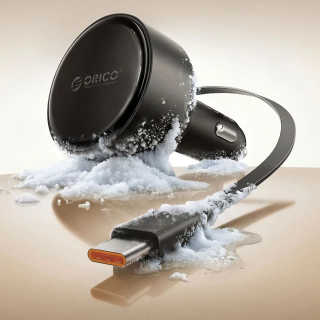 Зарядка автомобільна Orico FC-60-2C 60W USB-C 65 cm Black (6942886200362)