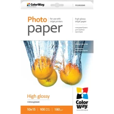 Бумага фотографическая ColorWay 10x15 180 г/м² Glossy 100 шт (6942941813230)