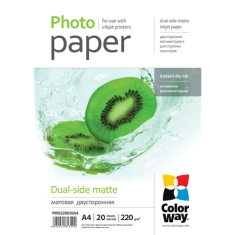 Папір фотографічний ColorWay A4 220 г/м² матовий двосторонній (6942941813391)