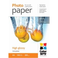 Бумага фотографическая ColorWay A4 200 г/м² High Glossy (6942941820559)