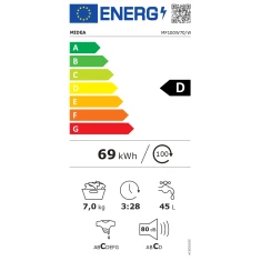 Пральна машина Midea MF100W70/W фронтальне завантаження 7 кг 1200 об/хв глибина 40 см White (6945878331792)