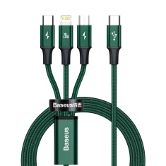 Кабель Baseus Rapid 3-in-1 USB-C to USB-C/Lightning/Micro-USB 1.5m Green (CAMLT-SC06)