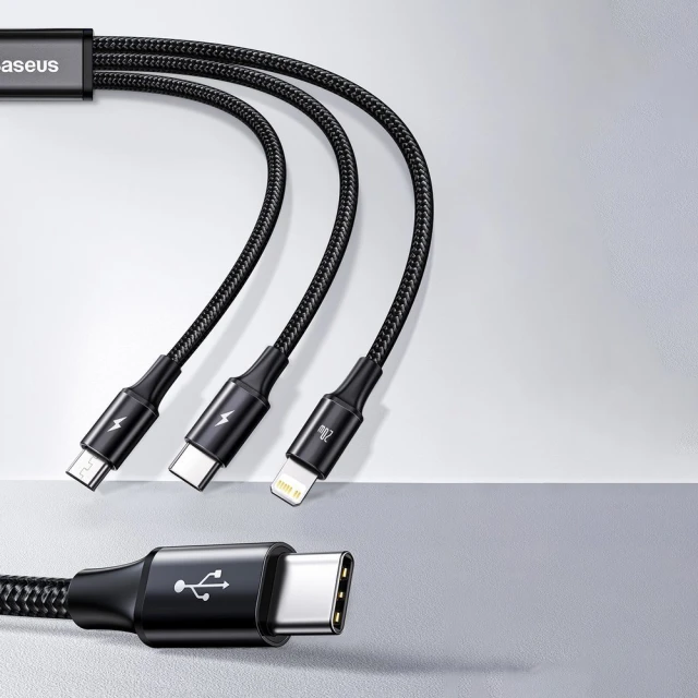 Кабель Baseus Rapid 3-in-1 USB-C to USB-C/Lightning/Micro-USB 1.5m Green (CAMLT-SC06)