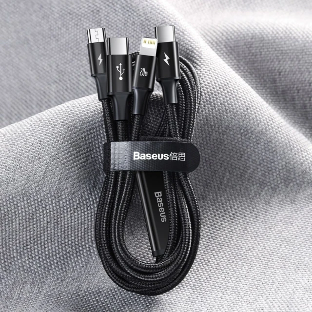 Кабель Baseus Rapid 3-in-1 USB-C to USB-C/Lightning/Micro-USB 1.5m Green (CAMLT-SC06)