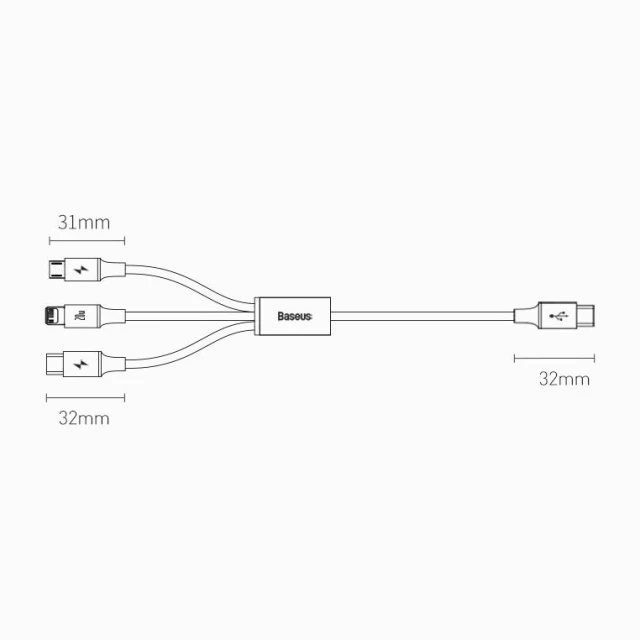 Кабель Baseus Rapid 3-in-1 USB-C to USB-C/Lightning/Micro-USB 1.5m Green (CAMLT-SC06)