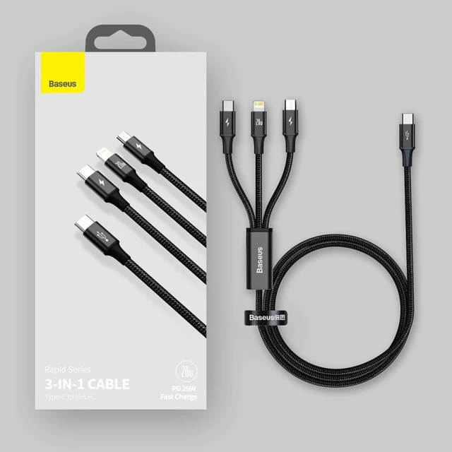 Кабель Baseus Rapid 3-in-1 USB-C to USB-C/Lightning/Micro-USB 1.5m Green (CAMLT-SC06)