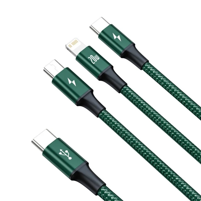 Кабель Baseus Rapid 3-in-1 USB-C to USB-C/Lightning/Micro-USB 1.5m Green (CAMLT-SC06)