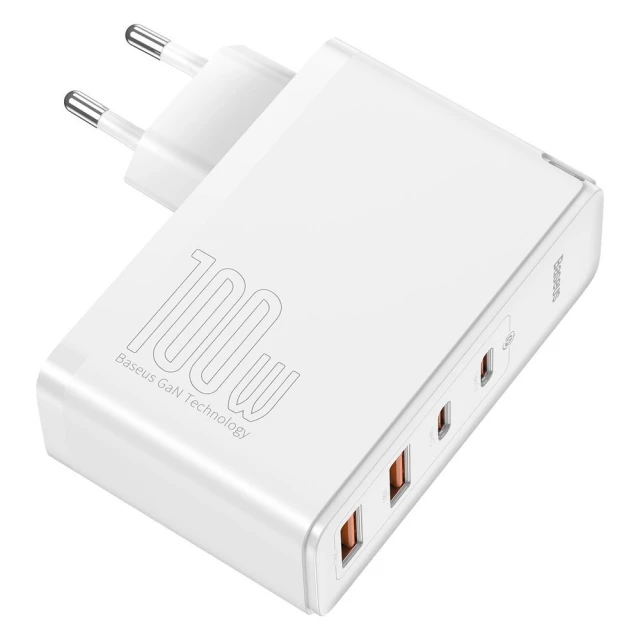 Мережевий зарядний пристрій Baseus GaN2 Pro 100W 2xUSB-C | 2xUSB-A White (CCGAN2P-L02)