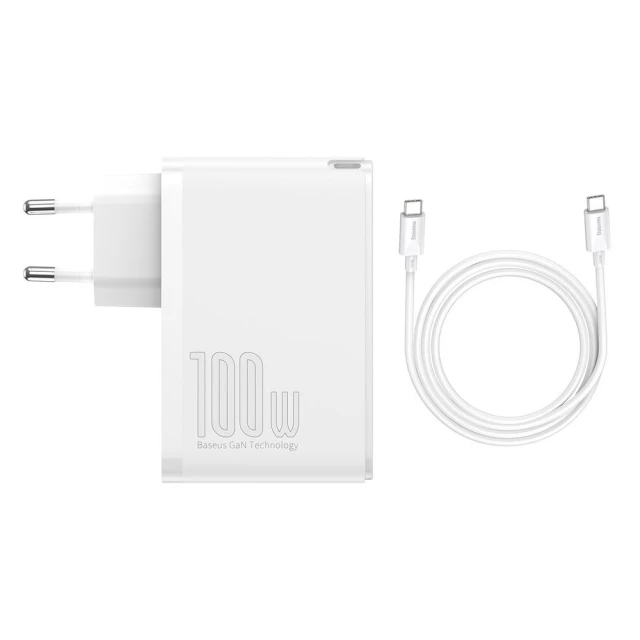 Мережевий зарядний пристрій Baseus GaN2 Pro 100W 2xUSB-C | 2xUSB-A White (CCGAN2P-L02)